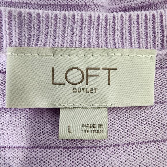 Loft Outlet Women's Cardigan Sweater Long Sleeve Button Up Purple Striped Large - Picture 8 of 10